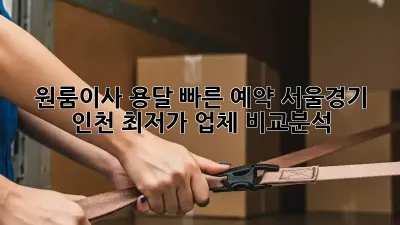 원룸이사 용달 빠른 예약! 서울/경기 인천 최저가 업체 비교분석 ✨
